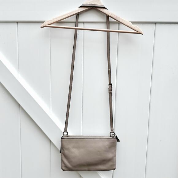 Coach Lyla Park Leather Double Gusset Nude Soft Pebbled Shoulder Bag Crossbody - Picture 4 of 8